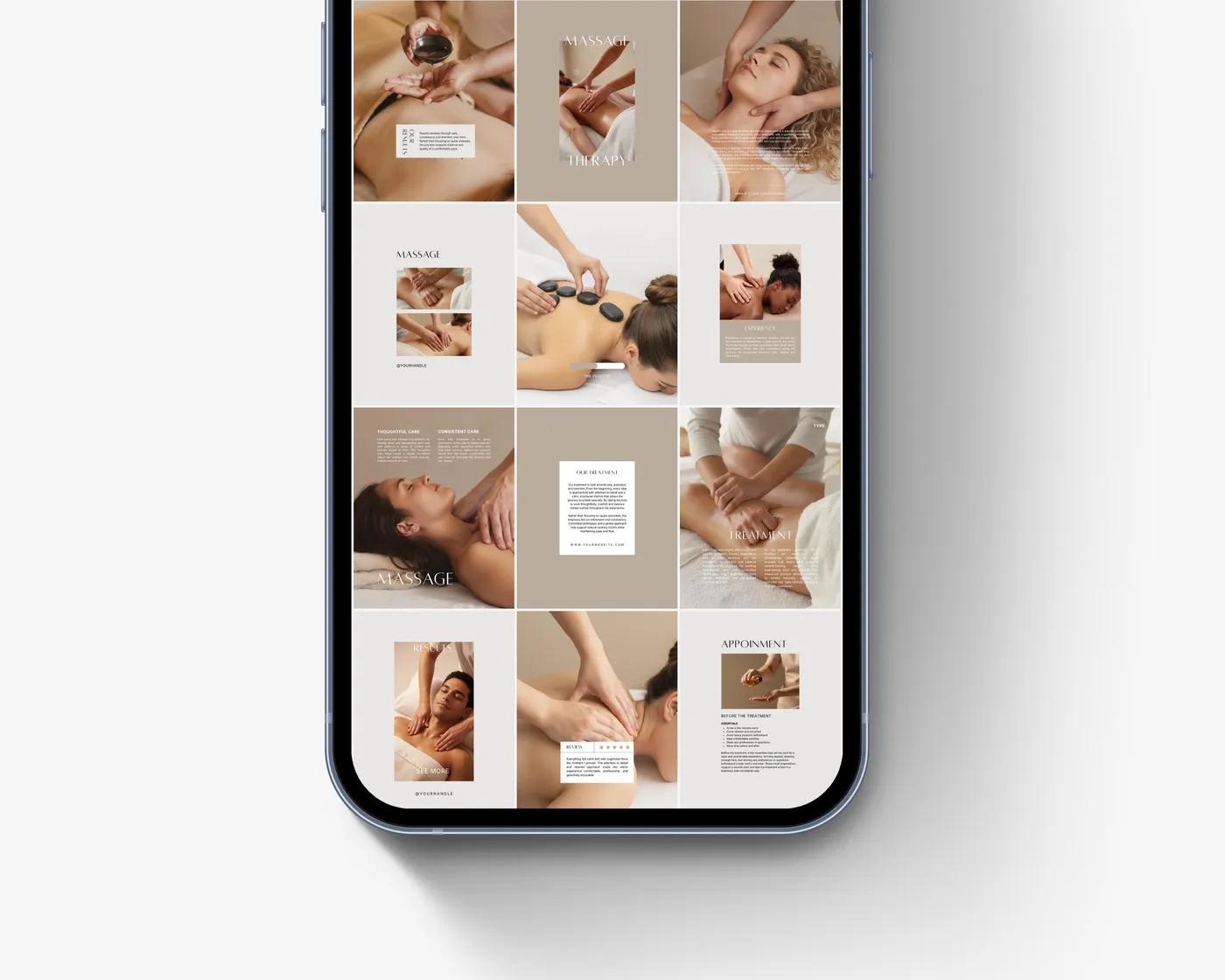 Massage Instagram Bundle, Aesthetic style, template preview