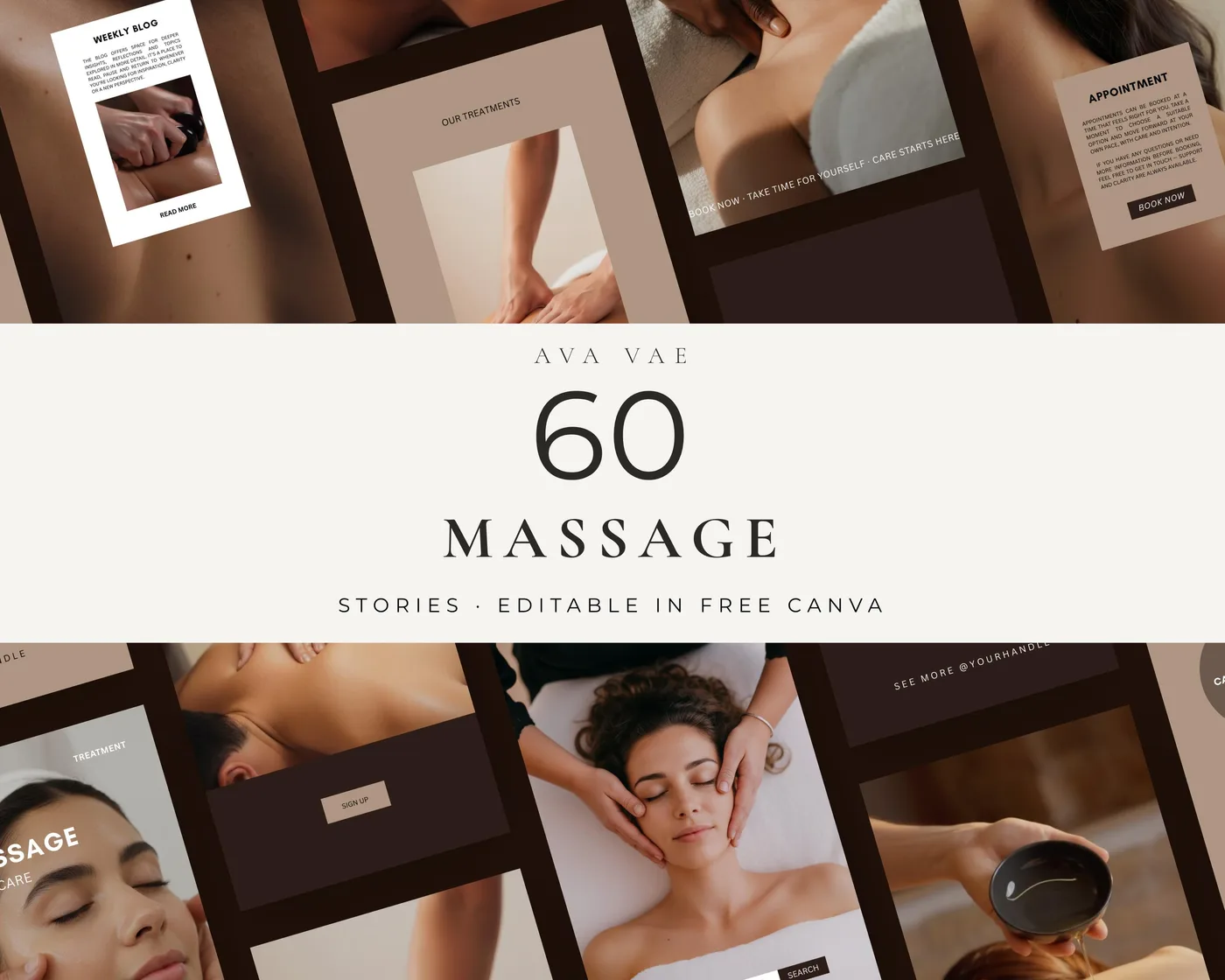 Massage Instagram Story Templates, Luxury style, template preview