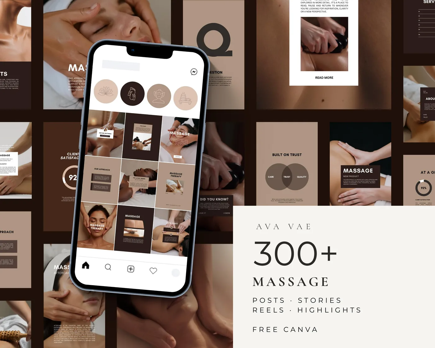 Massage Instagram Bundle, Luxury style, template preview