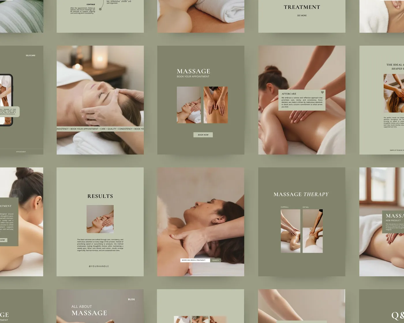 Massage Instagram Post Templates, Minimal style, template preview