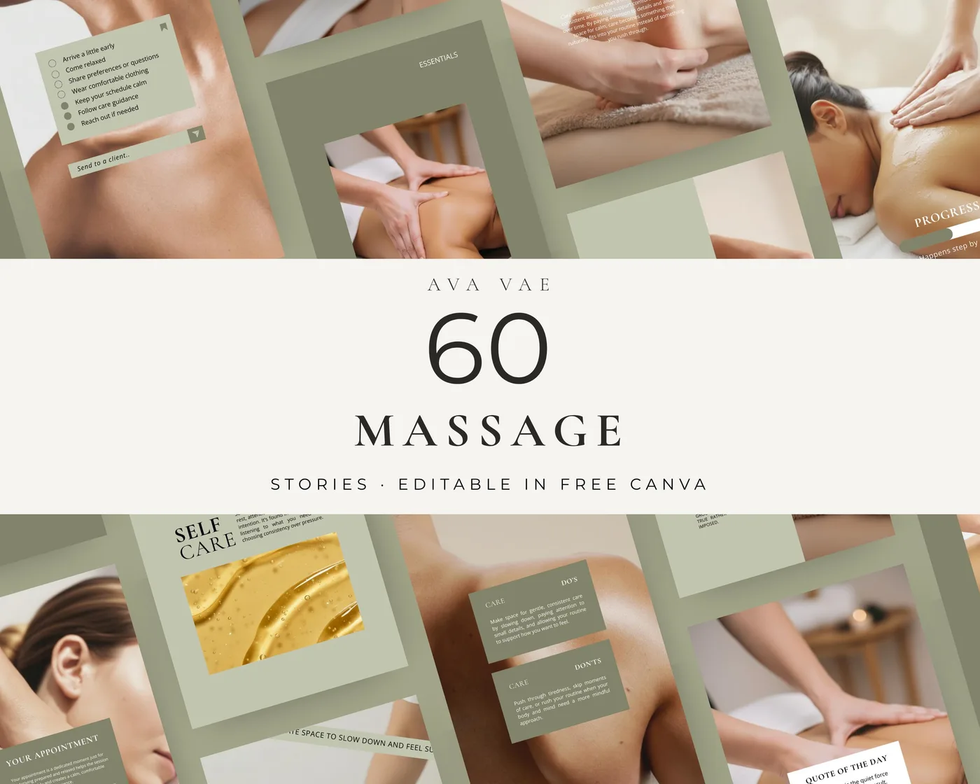 Massage Instagram Story Templates, Minimal style, template preview