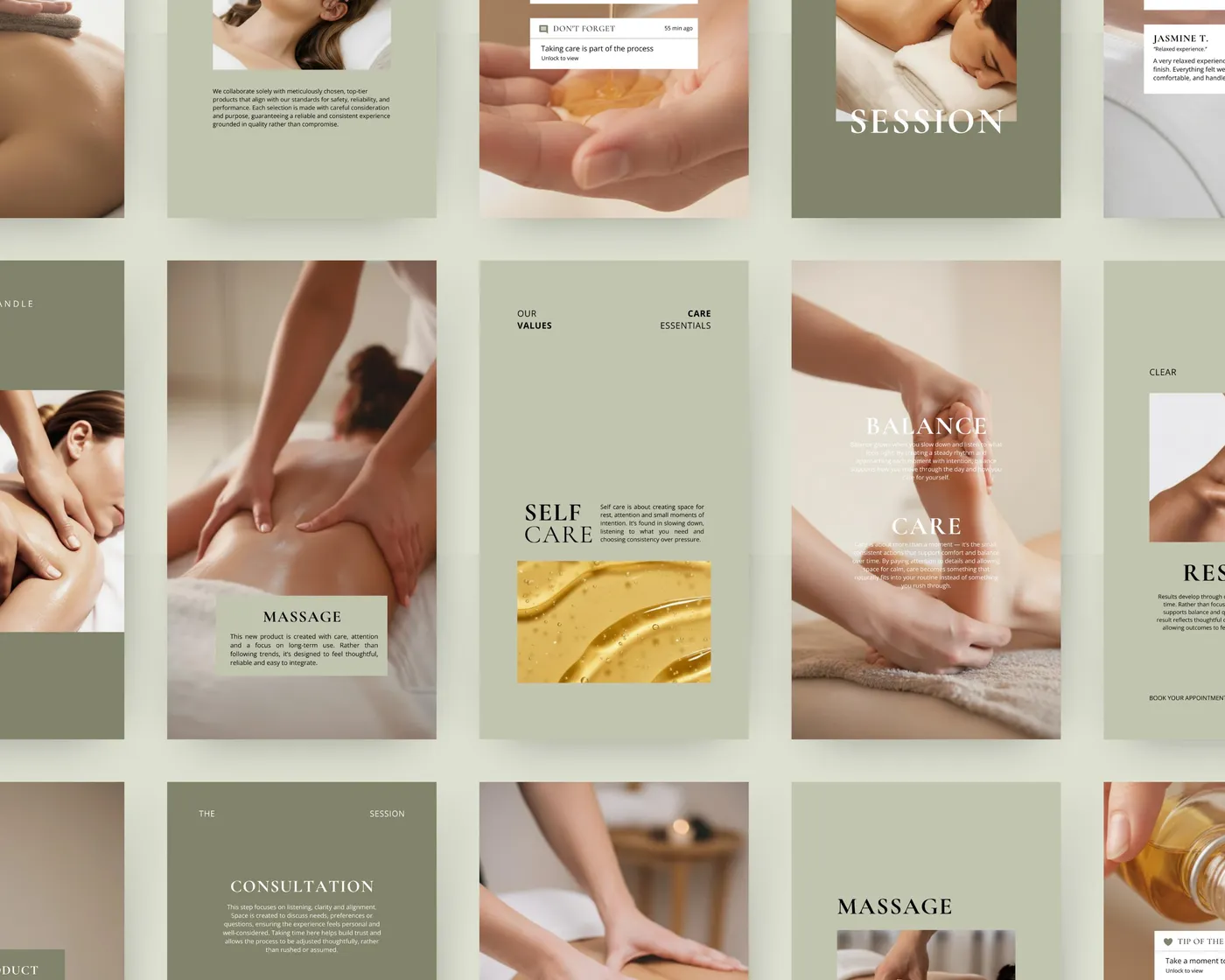 Massage Instagram Story Templates, Minimal style, template preview