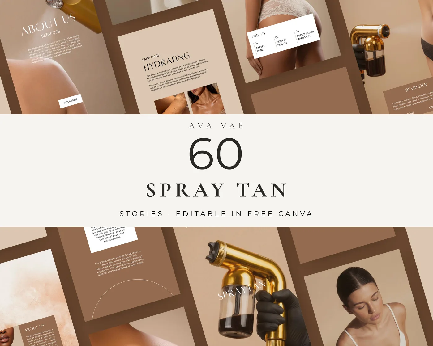Spray Tan Instagram Story Templates, Aesthetic style, template preview