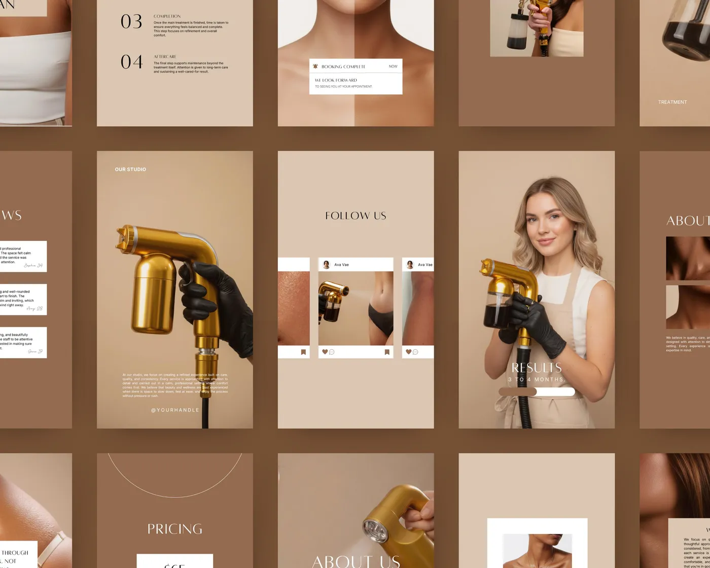 Spray Tan Instagram Story Templates, Aesthetic style, template preview