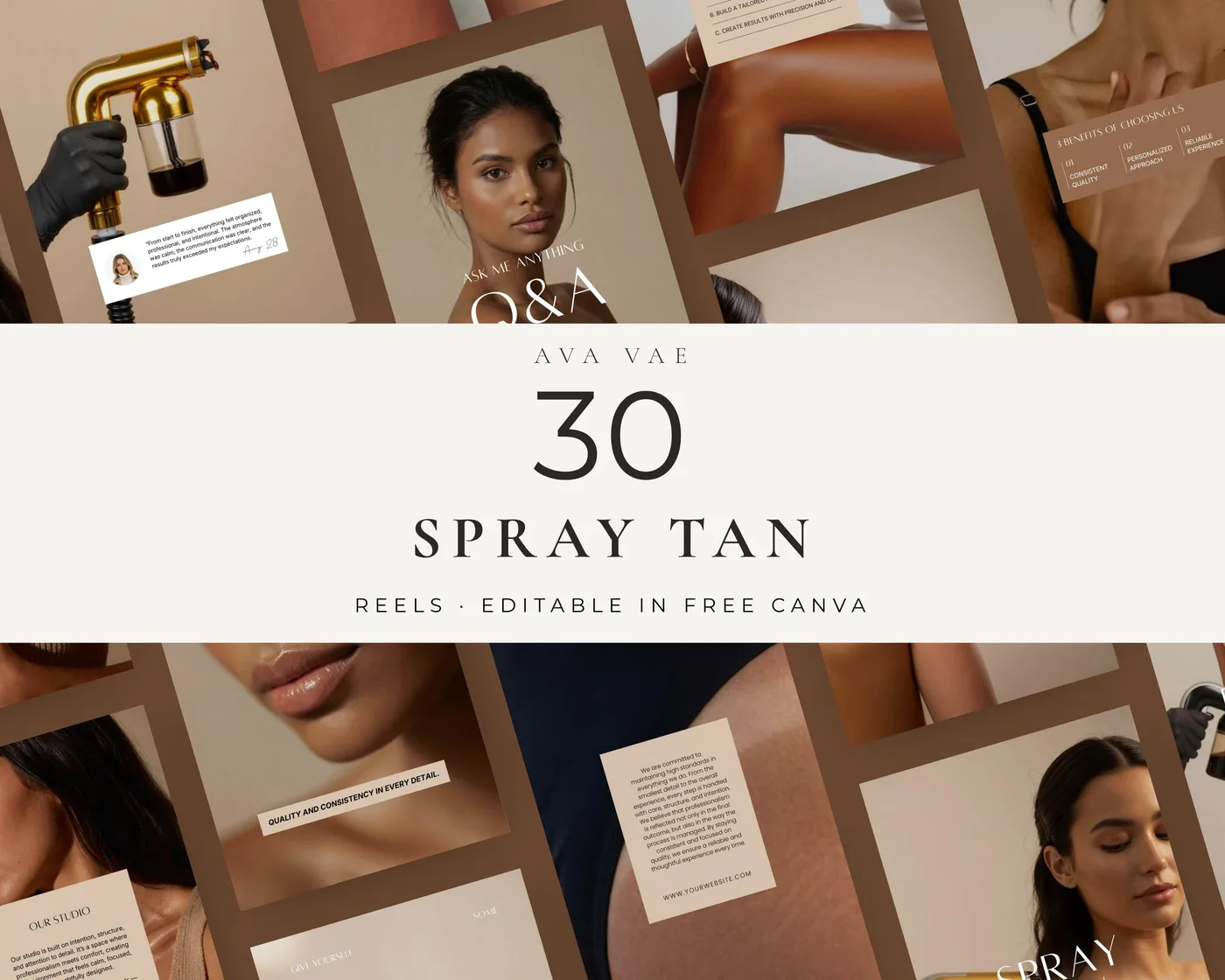 Spray Tan Instagram Reels Templates, Aesthetic style, template preview