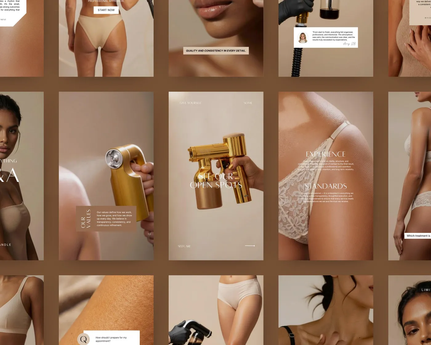 Spray Tan Instagram Reels Templates, Aesthetic style, template preview