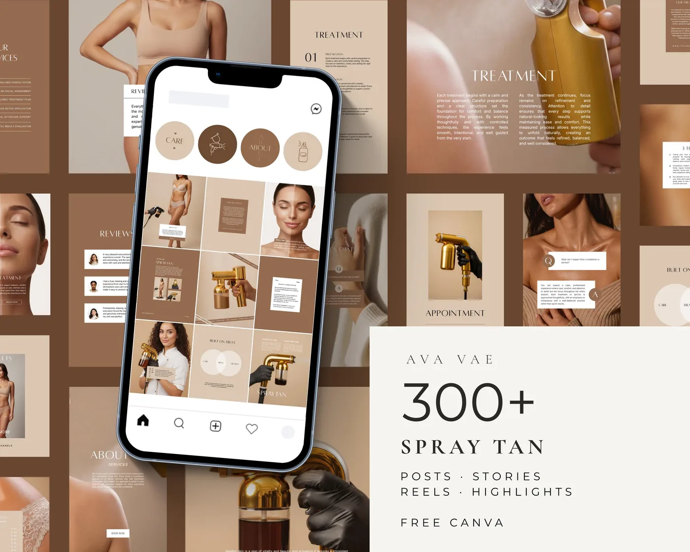 Spray Tan Instagram Bundle, Aesthetic style, template preview