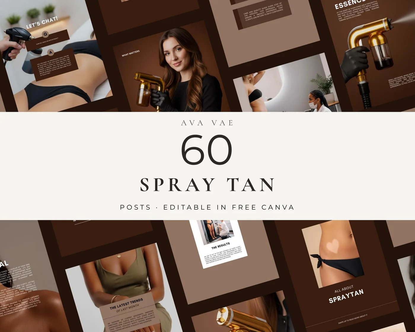 Spray Tan Instagram Post Templates, Luxury style, template preview