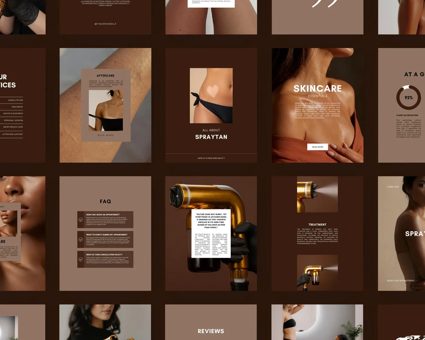 Spray Tan Instagram Post Templates, Luxury style, template preview