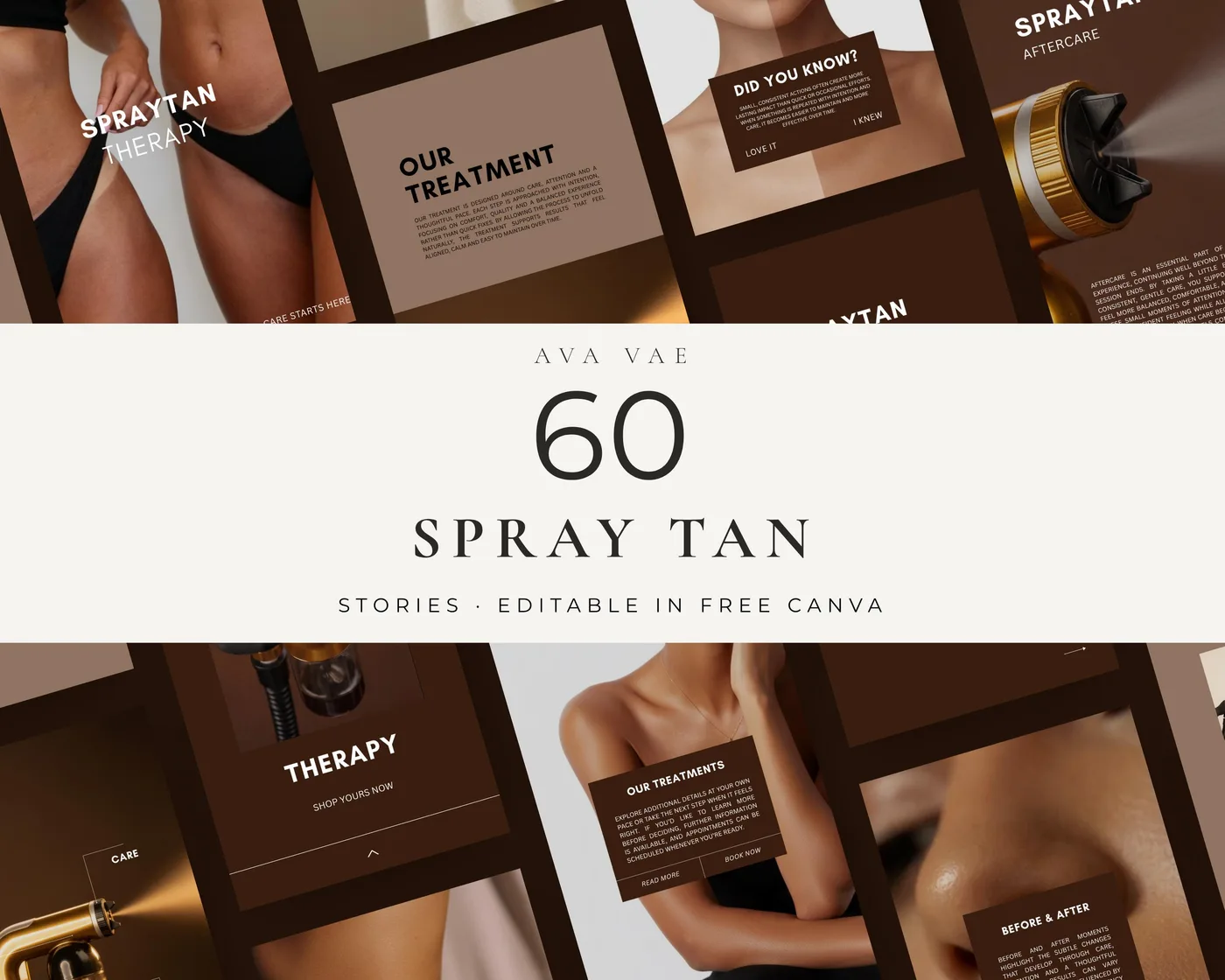 Spray Tan Instagram Story Templates, Luxury style, template preview