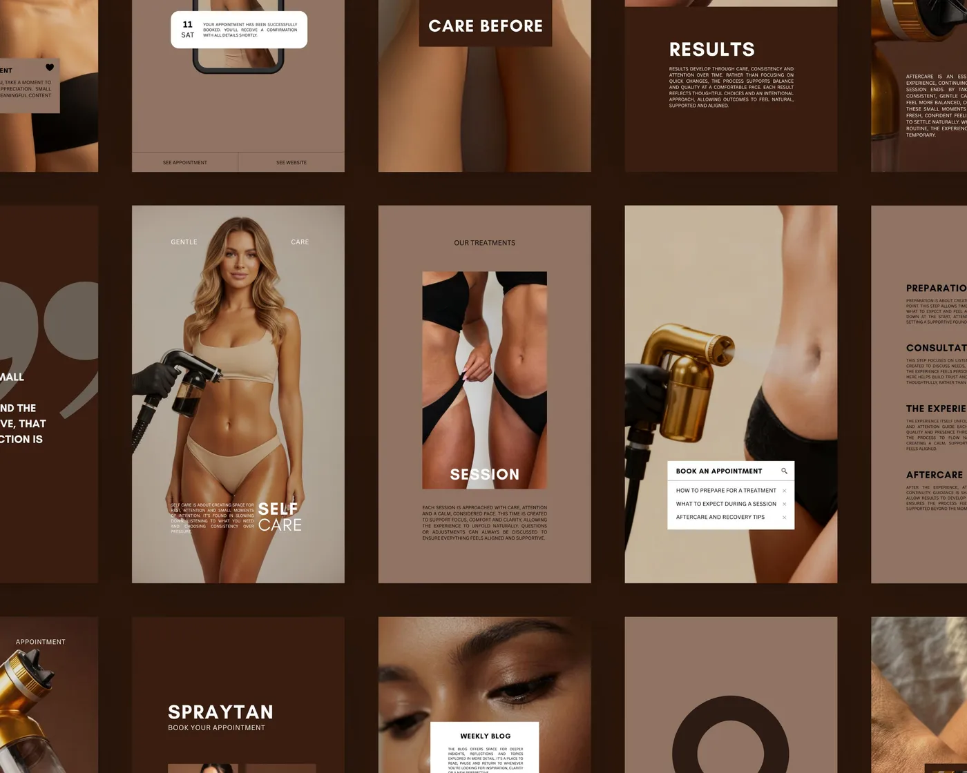Spray Tan Instagram Story Templates, Luxury style, template preview