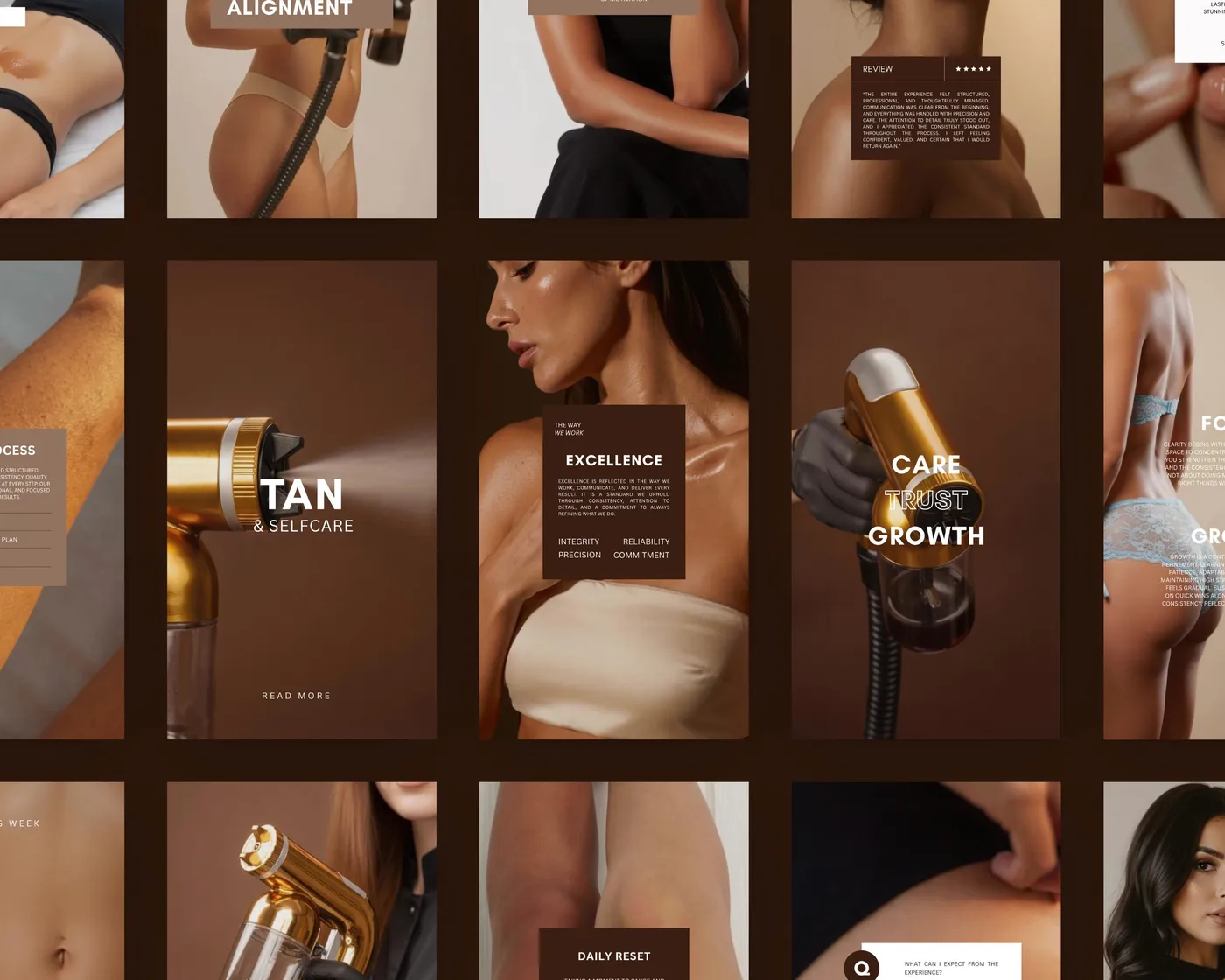 Spray Tan Instagram Reels Templates, Luxury style, template preview