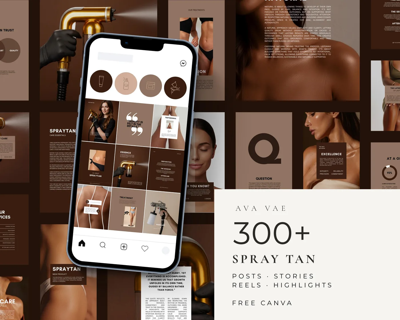 Spray Tan Instagram Bundle, Luxury style, template preview