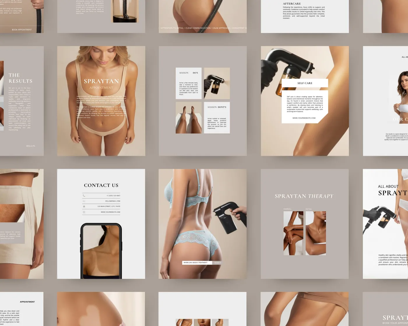 Spray Tan Instagram Post Templates, Minimal style, template preview