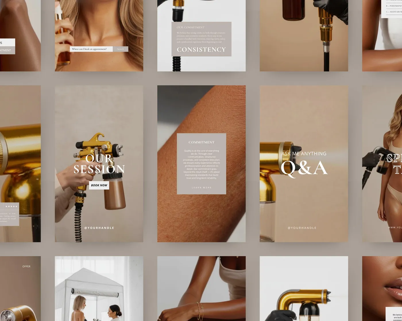 Spray Tan Instagram Reels Templates, Minimal style, template preview