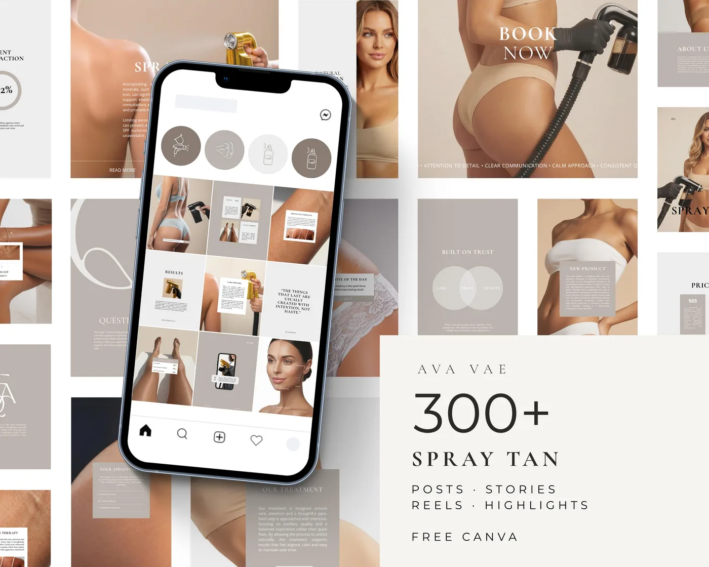 Spray Tan Instagram Bundle, Minimal style, template preview