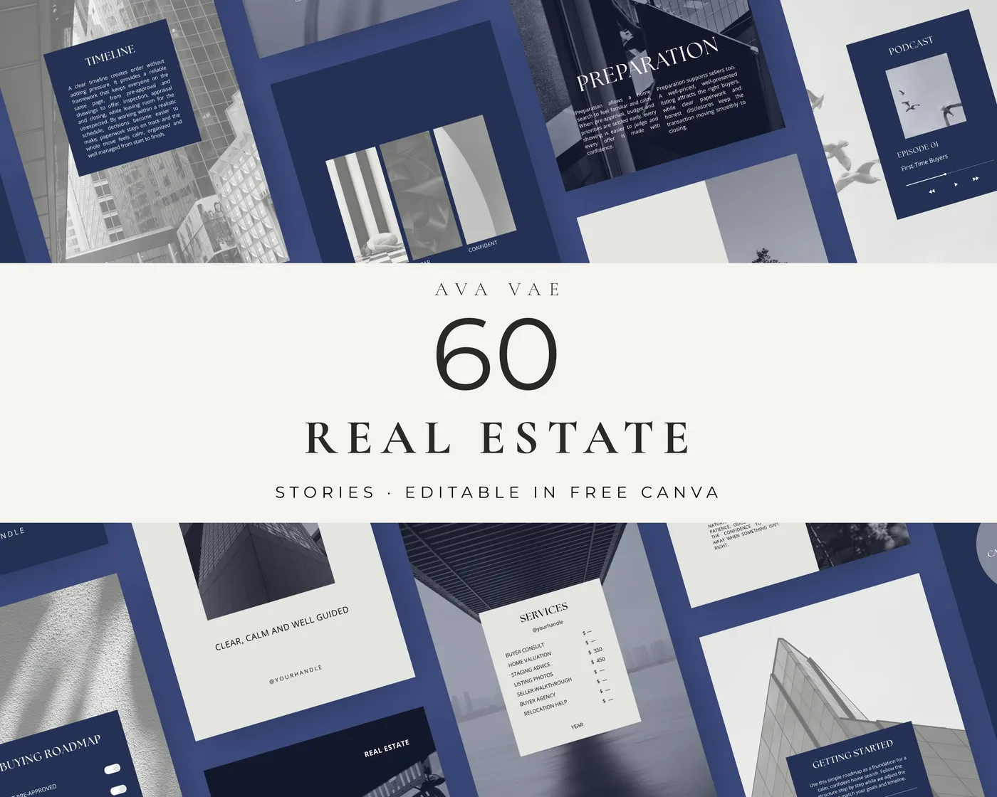 Real Estate Instagram Story Templates, Modern Editorial style, template preview