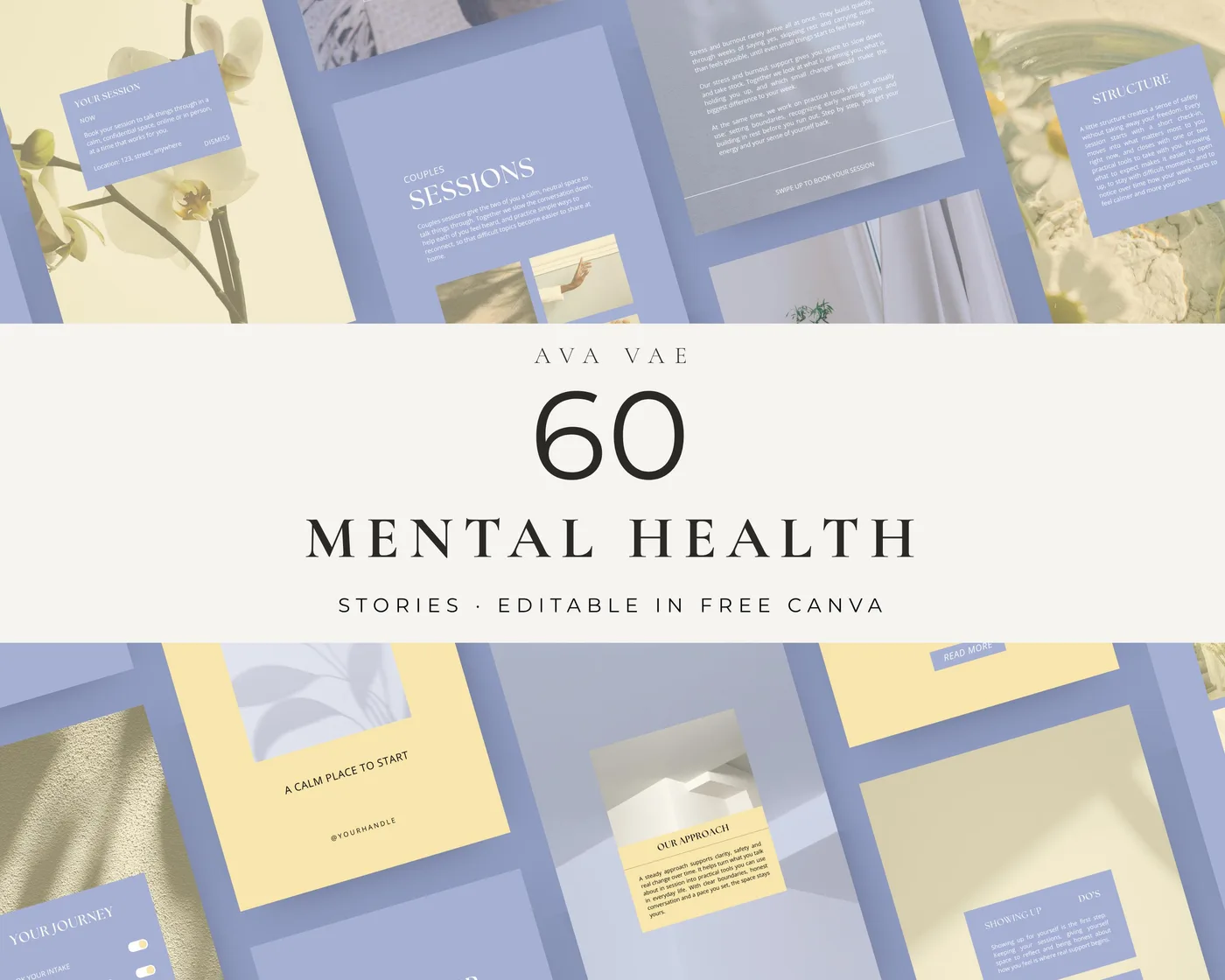 Life Coach & Therapist Instagram Story Templates, Soft Pastel style, template preview