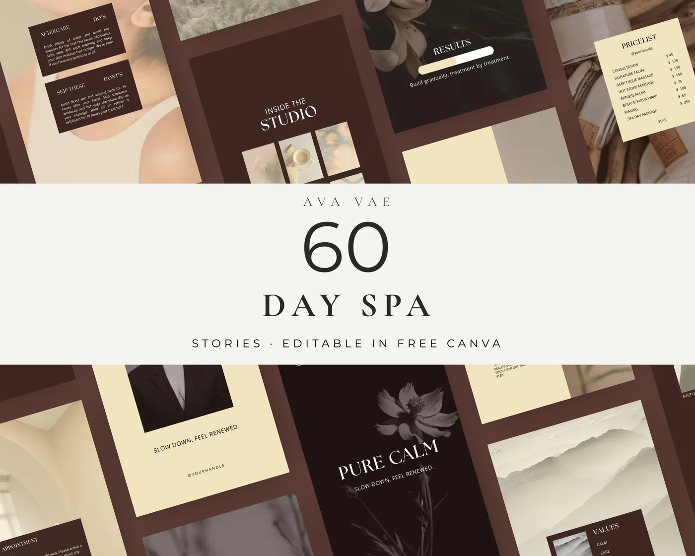 Day Spa Instagram Story Templates, Mocha Velvet style, template preview