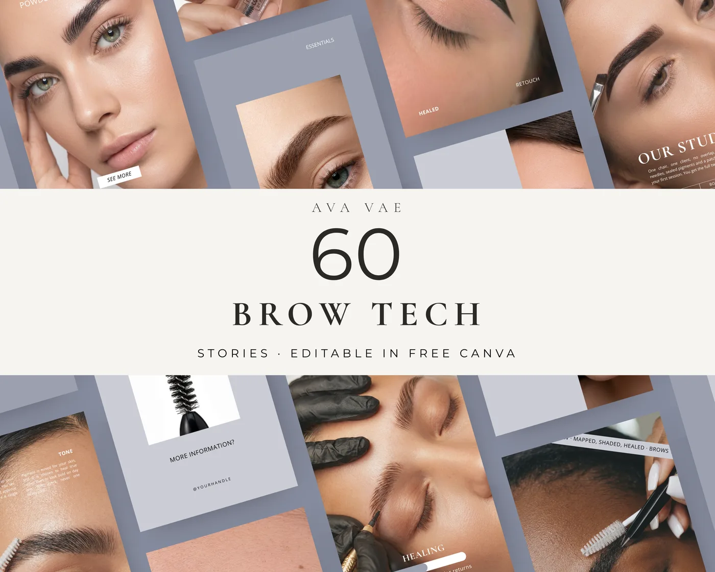 Brow Instagram Story Templates, Minimal style, template preview