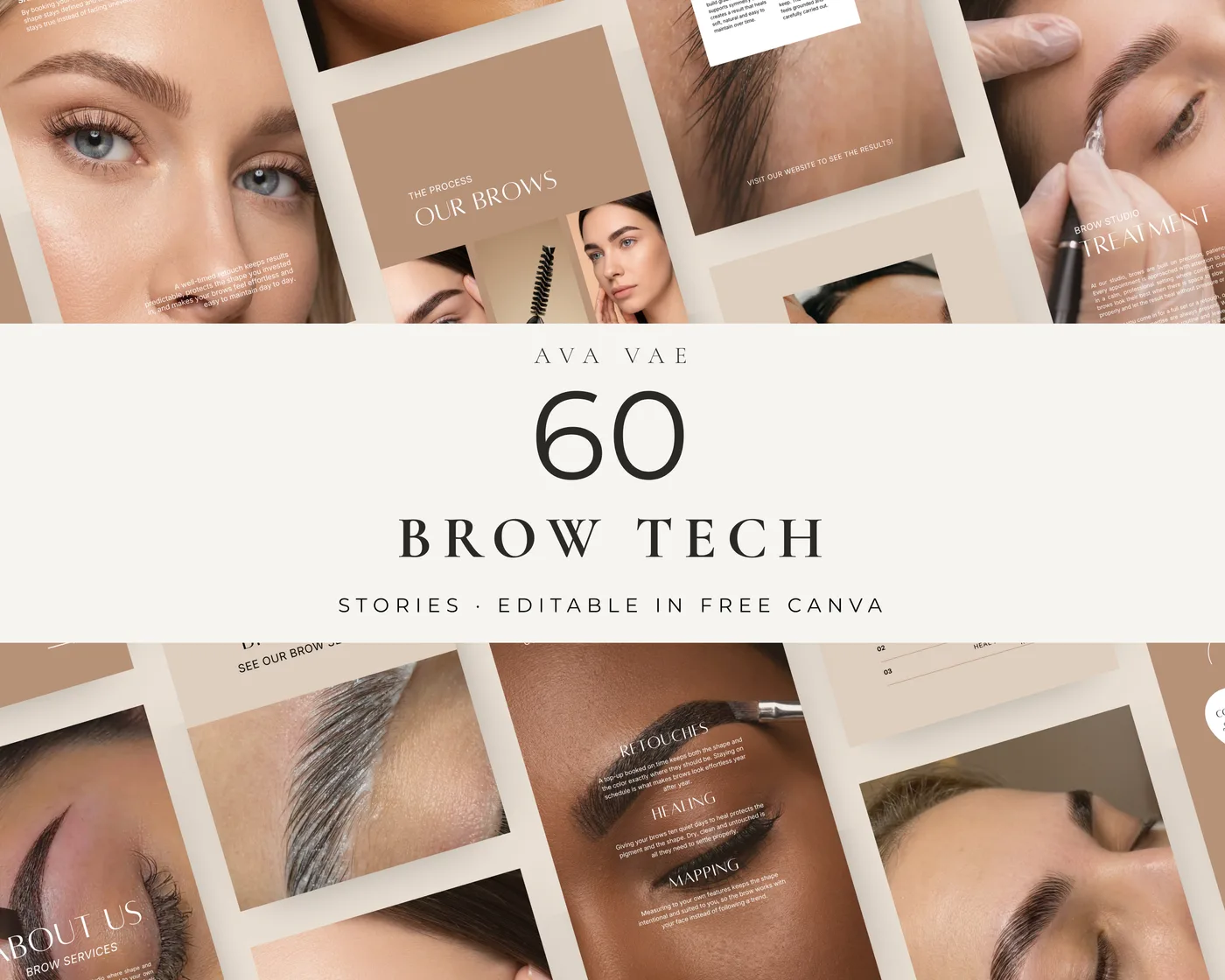 Brow Instagram Story Templates, Aesthetic style, template preview