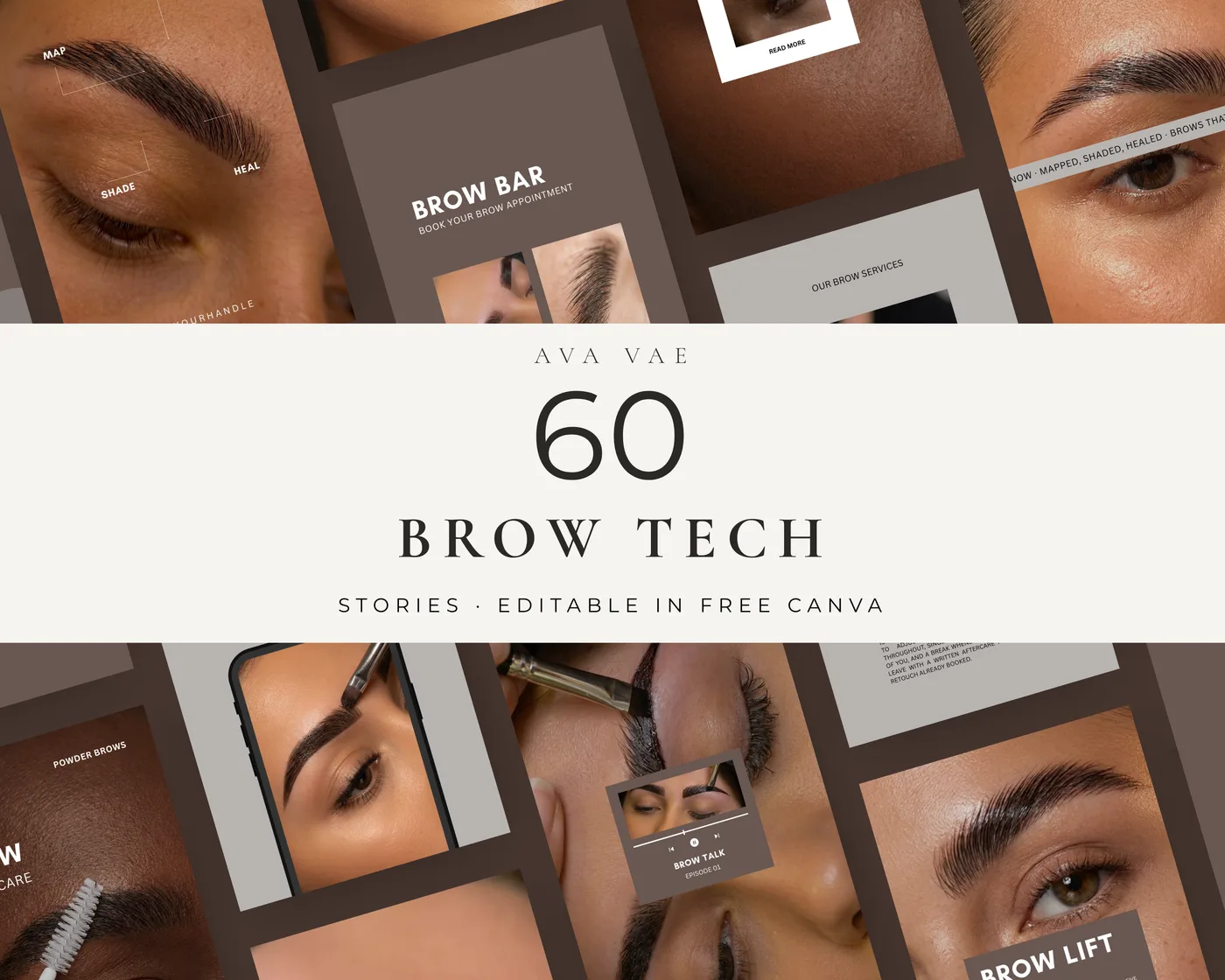 Brow Instagram Story Templates, Luxury style, template preview
