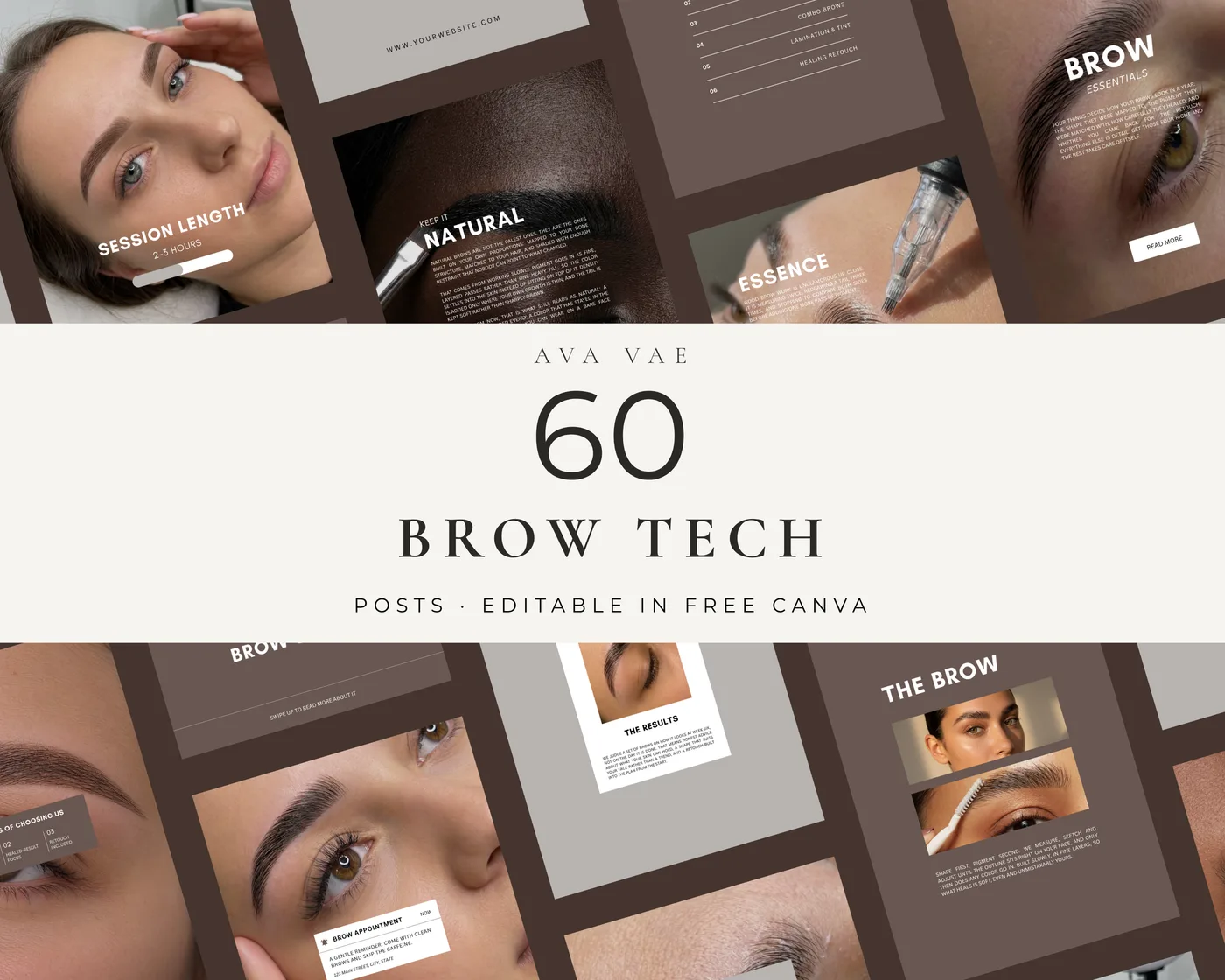Brow Instagram Post Templates, Luxury style, template preview