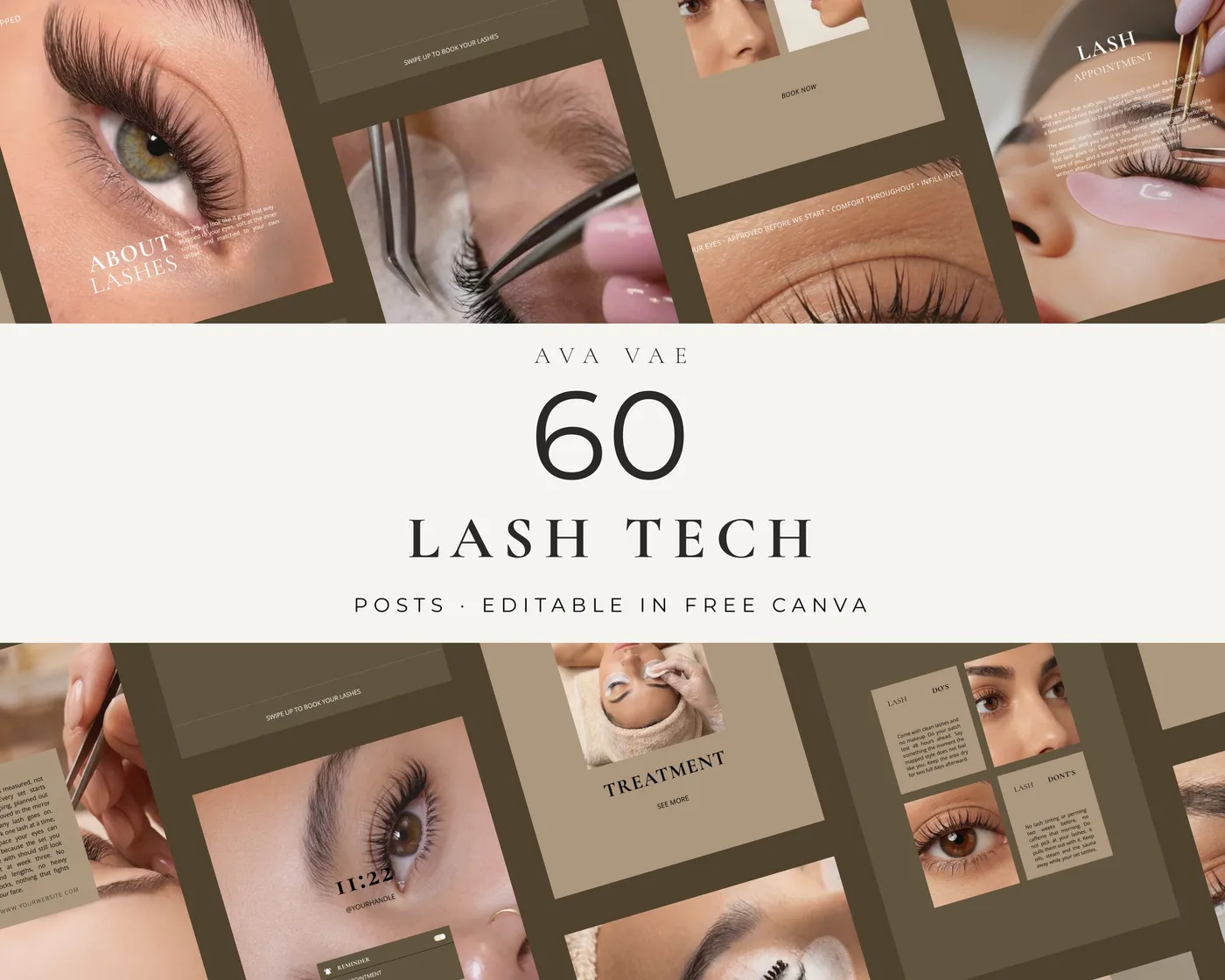 Lash Instagram Post Templates, Minimal style, template preview