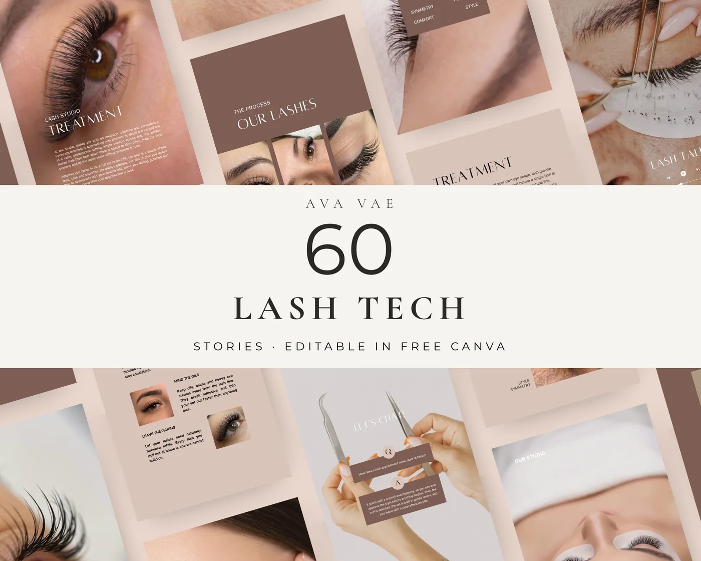 Lash Instagram Story Templates, Aesthetic style, template preview