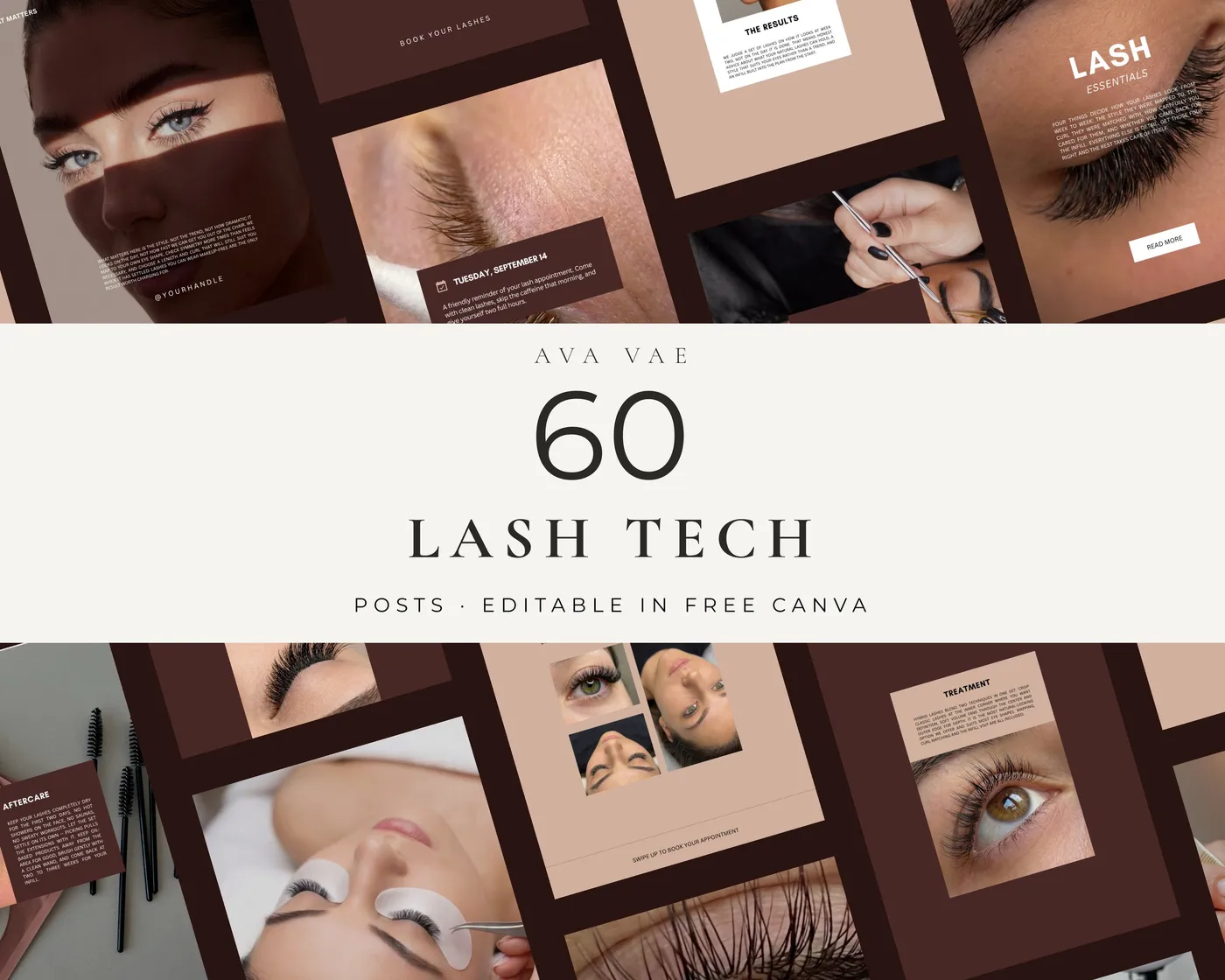 Lash Instagram Post Templates, Luxury style, template preview