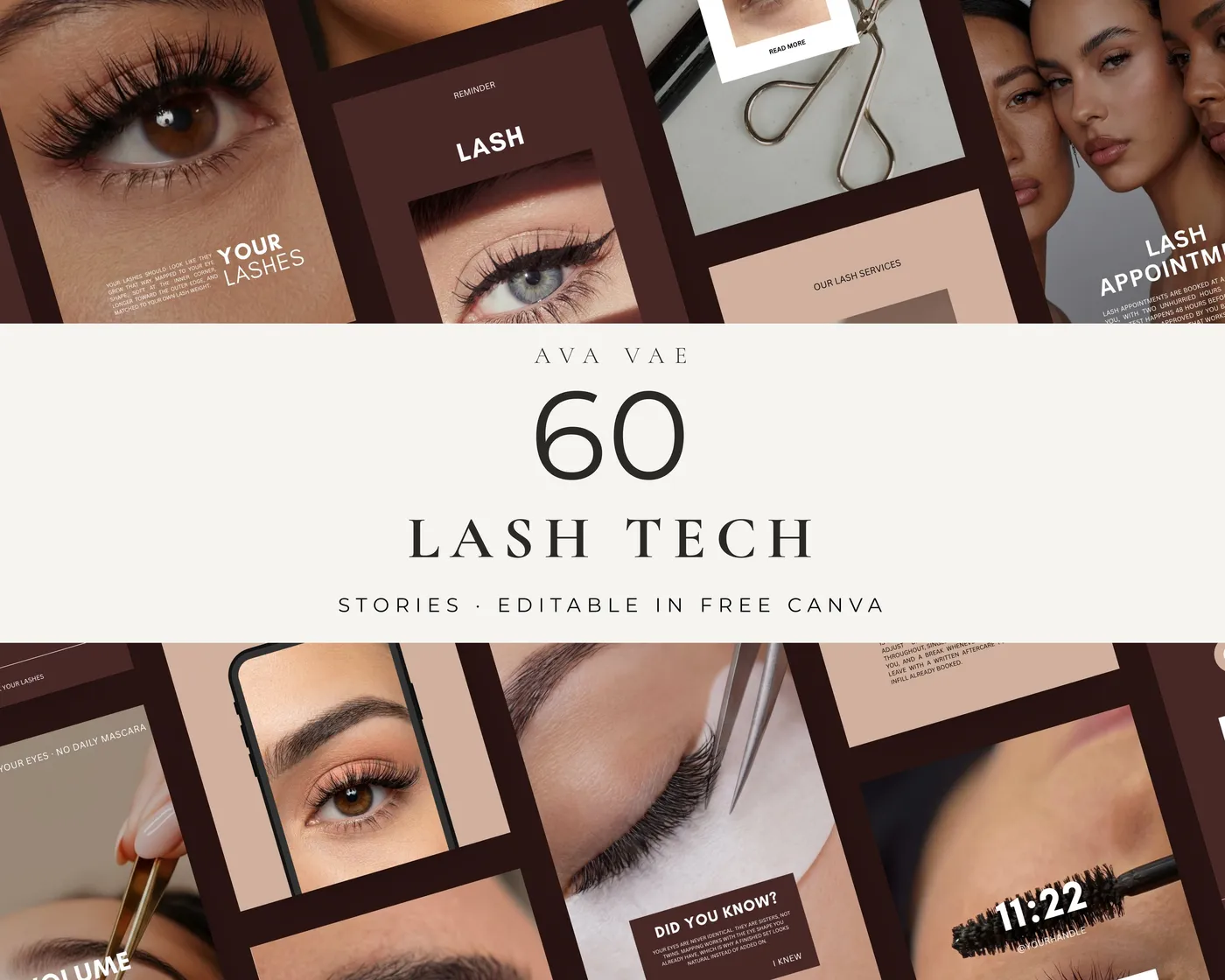 Lash Instagram Story Templates, Luxury style, template preview